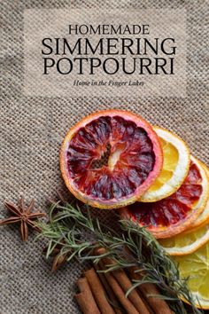 the cover of homemade simmering potpouri with oranges, cinnamon sticks and anise