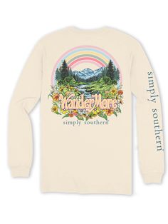 Pre-shrunk and ring-spun 100% cotton. Unisex sizing. Mountain Love, Farm Tees, The Call Of The Wild, Sweet Tee, Serene Landscape, Southern Women, Call Of The Wild, Mountain Scene, Simply Southern