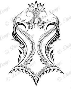 an ornate design in black and white