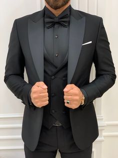 All Black Tux, Shawl Collar Tuxedo, Tuxedo Colors, Black Suit Men