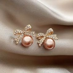 Color: White Ribbon Earrings, Rhinestone Rose, Stud Earrings Unique, Pearl Bow, Diamond Bows, Bow Jewelry, Rhinestone Bow, Boho Bracelet, Bow Earrings