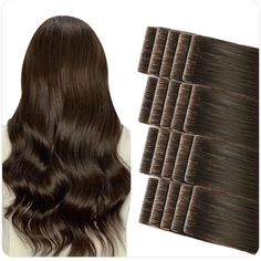 Tape In Hair Extensions Human Hair Darkest Brown Seamless Injected Hand-Tied Pro Quality Virgin Human Hair 20pcs 40g/Pack Straight Tape Ins(14 Inch #2 Darkest Brown) Straight Tape Ins, Tape Ins, Curl Defining Cream, Hair Waver, Ipl Hair Removal, Ceramic Hair, Tape In Extensions, Remy Human Hair Extensions, Brown Wig