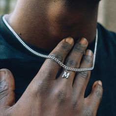 Mens Initial Necklace, Silver Curb Chain With Initial Letter Pendant, Mens Silver Initial Chain Necklace - Boys Necklace Mens Jewelry Gift by Twistedpendant on Etsy Necklace Boys, Necklace Man, Etsy Jewellery, Boys Necklace, Initial Necklace Silver, Luxury Jewelry Box, Necklace Mens, Boys Jewelry, Letter Charm