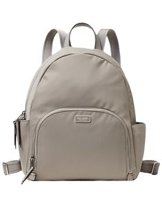 14.3"h x 11.2"w x 4.9"dnylontwo way spade jacquard liningbackpack with zipper closureexterior zip pocketinterior laptop pocketstyle # wkru5919Color: Soft Taupe Kate Spade Leather Backpack, Kate Spade Backpack Purse, Minnie Mouse Backpack, Kate Spade Backpack, Packable Backpack, Work Backpack, Flap Backpack, Shoulder Backpack, Blue Backpack