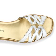 A slide sandal ready for summer, featuring intricate pattern work in gold & silver nappa leather. All sales are final. No returns or exchanges. Sandals Ideas, Sarah Flint, Slippers For Girls, High Quality Shoes, Nappa Leather, Summer 2024, Flat Sandals, Slide Sandals, Italian Leather