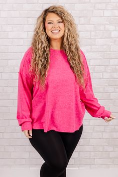 Chic Soul plus size clothing, pink acid wash top with cuff sleeves Chic Soul, Pink Bedding, Bed Head, So In Love, Model Fits, Affordable Fashion, Pink Color, Casual Style, Plus Size Outfits