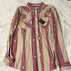 Never Used Wrangler Retro Cowgirl Shirt Multicolor Cotton Tops For Rodeo, Casual Pink Tops For Rodeo, Western Style Long Sleeve Pink Tops, Pink Western Tops For Spring, Western Style Pink Tops For Spring, Western Pink Tops For Spring, Pink Western Style Spring Tops, Western Button Up Shirts Woman, Retro Cowgirl