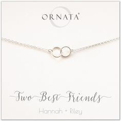 Personalized necklace - silver best friends necklaces  - sterling silver custom jewelry for best friend or sister. Perfect gift for sisters or best friends. Interlocking silver rings to represent BFFs. Graduation Gifts For Friends, Three Best Friends, Claddagh Ring, Friends Gifts, Friend Jewelry, Sister Jewelry, Best Friend Jewelry, Best Friend Necklaces, Two Best Friends