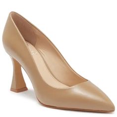 Pointed Toe Pump In Tortilla Soft Napa Silk New - Never Worn A Sculptural Heel Adds A Daring Refresh To A Timelessly Elegant Pointed Toe Pump. 3.25" Heel Leather Upper, Synthetic Sole Summer Fitted Beige Court Shoes, Cream Court Shoes For Spring, Fitted Beige Court Shoes For Summer, Beige Spring Court Shoes With Padded Heel, Fitted Cream Court Shoes With Pointed Toe, Classic Beige Court Shoes For Spring, Classic Spring Court Shoes With Heel Tab, Fitted Beige Closed Toe Court Shoes, Beige Medium Width Court Shoes For Spring