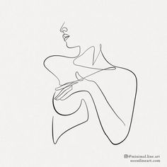 a line drawing of a woman's face with her hands on her chest and eyes closed