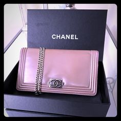 Chanel Patent Leather Boy Long Woc It Is In A Good Condition, Has A Minor Wear On Normal Due To Its Age. This Bag Will Fit Largest Iphone It Has 8 Card Slots 5 Slots Compartments & 1 Compartment. If You’re Channel Lover Like Me This Bag Is For You. Serial # 16814430 Dimensions: 7.25lx4.5hx1 Will Come With Original Box *** Will Be Authenticated By Poshmark Headquarters*** Please Do No Offers *** Final Price*** Luxury Pink Elegant Wallet On Chain, Chanel 19 Wallet On Chain, Chanel Price, Pink Chanel Wallet On Chain, Chanel Long Wallet, Chanel Wallet On Chain, Chanel Bags, Chanel Bag, Card Slots