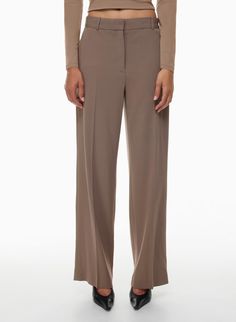 AGENCY PANT | Aritzia Elegant Wide-leg Pants With 4-way Stretch, Elegant High-waisted Stretch Pants, Elegant High-waisted 4-way Stretch Pants, Fall Wide Leg Dress Pants With Pressed Crease, Relaxed Fit Elastane Wide Leg Pants For Work, Straight Leg Bottoms With Concealed Placket For Fall, Elegant Pants With Welt Pockets For Fall, Classic Spring Pants With Hidden Button Closure, Wide Leg Bottoms With Pressed Crease For Fall