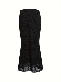 Olivia Mark - Silk Velvet Two-Piece Set: Elegant and Casual Floral Print Velvet Skirt with a Touch of Sensuality Velvet Two Piece Set, Black Silk Skirt, Cake Lace, Fishtail Skirt, Half Skirt, Velvet Skirt, Silk Skirt, Silk Velvet, Types Of Skirts