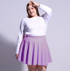 High Waisted Skater Skirt Plus Size-Lavender丨Moon Wood Solid Color Stretch Mini Pleated Skirt, Stretch Purple Skirt, Purple Stretch Skirt, Stretch Pleated Solid Color Swim Skirt, Stretch Solid Color Pleated Swim Skirt, Stretch Solid Pleated Swim Skirt, Spring Mini Length Pleated Swim Skirt, Stretch Pleated Flared Swim Skirt, Stretch Purple Short Skirt