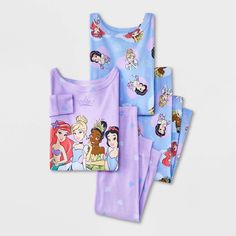 Prep your little one for magical dreamland adventures in this Snug-Fit Disney Princess Cotton Pajama Set. This set includes two pairs of PJs, with each piece crafted from 1x1 rib, 100% cotton for all-night cozy comfort. One pair includes a long-sleeve sleep tee in purple featuring an illustration of Ariel, Cinderella, Jasmine and Snow White and purple PJ pants with blue and aqua hearts. The other pair includes a long-sleeve sleep tee and PJ pants, both featuring heart-shaped illustrations of Ari Disney Toddler Outfits, Princess Pajamas, Disney Pjs, Disney Princess Pajamas, Disney Princess Toddler, Disney With A Toddler, Olivia Grace, Cotton Pajama Set, Disney Pajamas