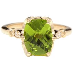 3.00 Carats Impressive Natural Peridot and Diamond 14K Yellow Gold Ring Total Natural Peridot Weight is: Approx. 2.92 Carats Peridot Measures: Approx. 10.00 x 8.00mm Natural Round Diamonds Weight: Approx. 0.08 Carats (color G-H / Clarity SI1-SI2) Ring size: 7 (we offer free re-sizing upon request) Ring total weight: Approx. 4.0 grams Disclaimer: all weights, measurements and colors are approximate and may vary slightly from the listed dimensions or as seen in the image. All pictures are magnifie Wedding Ring For Her, Art Deco Wedding Rings, Promise Ring Gift, Etsy Gold Ring, Deco Engagement Ring, Peridot Ring, Diamond Anniversary, Rings For Girls, Art Deco Engagement Ring