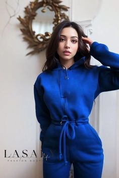 Lasaky - Cozy Knit Fleece Lounge Jumpsuit for the Autumn Season Lounge Jumpsuit, Solid Color Pants, Cozy Knit, Autumn Season, Cozy Knits, Long Pants, Fall Season, Types Of Sleeves, Jumpsuit