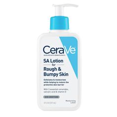 Developed with dermatologists, CeraVe SA Body Lotion for Rough and Bumpy Skin with Salicylic Acid has a unique lightweight formula that exfoliates and moisturizes while helping to restore the protective skin barrier. Salicylic acid exfoliates and softens to smooth rough skin, lactic acid exfoliates to renew skin's surface and three essential ceramides (1, 3, 6-II) help to restore the protective skin barrier. The body lotion is non-comedogenic, fragrance-free, and hypoallergenic. How to Use: Step Cerave Sa Lotion, Keratosis Pilaris Treatment, Rough And Bumpy Skin, Rough Bumpy Skin, Best Lotion, Keratosis Pilaris, Bumpy Skin, Peter Thomas Roth, Moisturizing Body Lotion