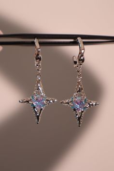 Platinum Plated Blue Cross Purple Gem Star Earrings – Cutethingscommin Purple Earring, Purple Gemstones, Ethereal Jewelry, Dope Jewelry Accessories, Fancy Jewellery Designs, Saving Grace, Purple Gems, Blue Cross, Dope Jewelry