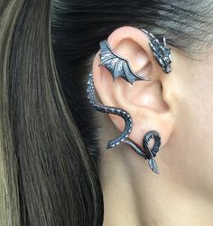 Ušný Piercing, Dragon Ear Cuffs, ماثيو ماكونهي, Dragon Earrings, Idee Cosplay, Gothic Earrings, Magical Jewelry, Dragon Jewelry