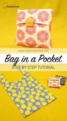 the bag in a pocket sewing pattern is shown