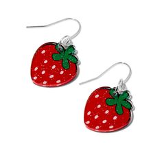 So fresh and fruity, and so glittery too! These acrylic strawberries hang from silver-tone wires. Finish: Silver-toneDrop: 0.5 in. / 1.27 cm.Closure: Fish hook Primary Material: Acrylic - Claire's Acrylic Strawberry 0.5" Drop Earrings Claire’s Earrings, Core Fashion, Piercing Kit, Fun Crafts To Do, Fashionable Jewelry, So Fresh, Demi Fine Jewelry, Inspired Fashion, Jewelry And Accessories