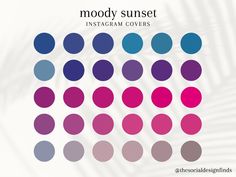 the cover for moody sunset instagram covers, with different colors and shapes on it