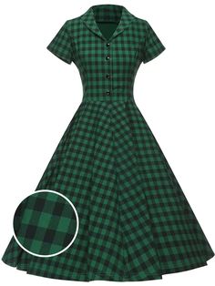 The secret ingredient is plaids, dears!?A gorgeous vintage style dress full of feminine radiance, the gorgeous green silhouette is dancing with plaids throughout the midcentury silhouette.?Entirely unique and utterly irresistible, your vintage clothing collection just wouldn't be complete without the addition of this sensational statement dress. Petticoats added for volume sold separately >> ? Material: Polyester Color: Green Dresses Length: Knee-Length Stretch: Little Stretch Zipper: Back Green Silhouette, Western Dresses For Girl, Retro Stage, Sequin Evening Dresses, Standard Dress, 1920s Dress, Statement Dress, Vintage Style Dresses, Secret Ingredient