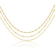 PRICES MAY VARY. Layered Necklaces Set : the minimalist layered gold necklace design is perfect for everyday wear. stylish and shiny，you can wear one or all of them, or you can match them with other favorite chains to create your own unique look. No Fade & Hypoallergenic : Necklace is made of 14k gold plated brass,not easy to fade. No nickel and lead-free, hypoallergenic, will not tangle, and is comfortable to wear. your skin will not be turn green due to the fade Everyday Versatile Necklace: La Hypoallergenic Necklace, Gold Cuban Link Chain, Necklaces Set, Stacked Necklaces, Toggle Necklace, Layered Necklace Set, Necklace Design, Cool Gifts For Women, Gold Necklace Designs