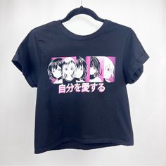 Never Used Black And Pink Crop Anime T-Shirt Size S Small Women Crop Top Goth, Punk, Festivals Motivated Seller I’m Moving And Need To Flight Light. Clearing Out My Home. Make Me An Offer :) Ships Next Day Edgy Anime Print T-shirt For Streetwear, Pink Punk T-shirt With Letter Print, Punk Anime Print T-shirt For Cosplay, Emo Black T-shirt With Graphic Design, Black Y2k Anime Print T-shirt, Black Punk T-shirt With Character Print, Punk Graphic Print T-shirt For Cosplay, Black Y2k Top For Alternative Fashion, Pink Cotton Emo T-shirt