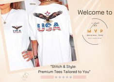 "Embrace your pride with our Ultimate USA Patriotic Shirt, designed for both men and women who love to express their American spirit! This minimalistic yet bold tee features a powerful American Eagle with wings spread wide, symbolizing freedom and strength. The front boasts a subtle pocket graphic, while the back makes a striking statement with the eagle's wings extending across the shoulders, set against the USA flag colors. Perfect for anyone who values comfort and style, this unisex shirt let Custom Print Short Sleeve Tops For Independence Day, Short Sleeve Tops With Custom Print For Independence Day, Independence Day Custom Print Short Sleeve Tops, Independence Day Short Sleeve Tops With Custom Print, Independence Day Custom Print Crew Neck Top, Independence Day Crew Neck Top With Custom Print, 4th Of July Graphic Tee With Custom Print, 4th Of July Custom Print Graphic Tee, 4th Of July Custom Print Crew Neck T-shirt