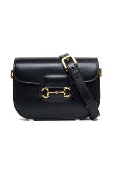 Gucci Horsebit Black Leather Crossbody Bag Gucci Bags With Metal Hardware For Work, Black Rectangular Bag With Horsebit Detail, Gucci Rectangular Shoulder Bag With Horsebit Detail, Rectangular Gucci Shoulder Bag With Horsebit Detail, Gucci Crossbody Bag With Horsebit Detail, Luxury Satchel Shoulder Bag With Horsebit Detail, Gucci Crossbody Office Bag, Evening Bag With Horsebit Detail, Rectangular, Black Shoulder Bag With Horsebit Detail