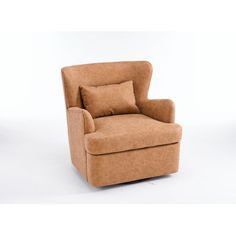 a brown chair with a pillow on top of it