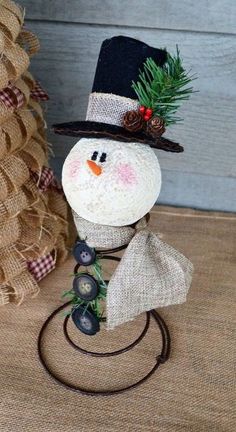 a snowman with a top hat and scarf