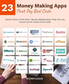 the cover of money making apps that pay real cash is shown above a person's hands