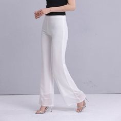 The Women's Wide Leg Summer Pants is exactly how style is defined. These fun high-waisted pants are versatile pants for women that can Take Your Style To The Next Level. If you want to break from your usual go-to styles this summer season then wide-leg pants will offer you a ton of options. It allows you to amplify your casual style preferences. Available in a range of sizes from petite to plus, these casual pants are trendy trousers for all occasions. Beautifully designed wide-leg pants that pu Chic Non-stretch High-waisted Wide Leg Pants, Non-stretch Wide Leg Pants For Summer, Summer Solid Straight Dress Pants, Summer Straight Dress Pants, Summer Stretch Trousers, Stretch Solid Color Summer Dress Pants, Stretch Summer Trousers, Stretch Straight Pants For Summer, Trendy Non-stretch Wide Leg Pants