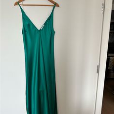 Worn Once, Bought On Farfetch, Professionally Dry Cleaned. Stunning Emerald/Turquoise Color. Satin Slip Dress. Green Silk V-neck Slip Dress, Green V-neck Formal Slip Dress, Satin Slip, Satin Slip Dress, Turquoise Color, Colorful Dresses, Blue Green, Slip Dress, Emerald