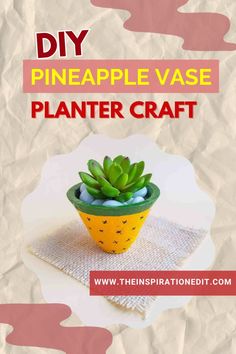 Are you looking for a quick and easy way to liven up your home? This easy Pineapple Vase Planter craft is the perfect way to add a little color, some plant life, and a little flair to your home. You can even do this craft with the kiddos. Plant Pots Crafts, Easy Craft For Kids, Pineapple Vase, Diy Pineapple, Pineapple Planting, Painted Clay Pots, Black Acrylic Paint