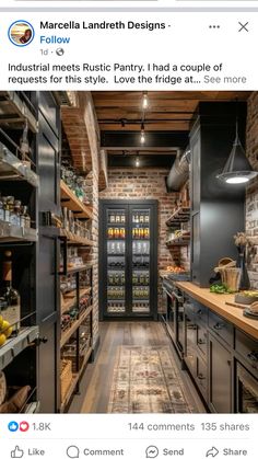 an instagramted photo of a pantry with lots of food on the counter and shelves