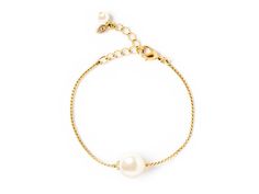 Gold Simply Pearlfect Bracelet - Kiel James Patrick Anchor Bracelet Made in the USA Classic Metal Jewelry With Pearl Chain, Classic Metal Pearl Chain Jewelry, Elegant Adjustable Chain Bracelet With Pearl Charm, Elegant Adjustable Pearl Charm Chain Bracelet, Chic Adjustable Jewelry With Pearl Charm, Chic Adjustable Pearl Charm Jewelry, Classic White Chain Bracelet With Pearl Drop, Classic Pearl Bracelets With Adjustable Chain, Elegant Metal Bracelets With Pearl Drop