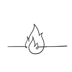 a line drawing of a fire with the letter s in it's center and an arrow