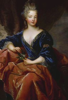 a painting of a woman in a blue dress