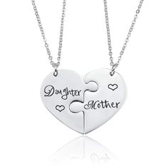 PRICES MAY VARY. 2Pcs Mother Daughter Necklace:You will get 2pcs mother daughter matching heart necklace. Size:Chain length is 18inch+1.97inch extension chain,the pendant size is 1.8inch*1.38inch. Material:Both pendant and chain are made of stainless steel,antiallergic and no harm to health,18K white gold plated,keep the color not easy to fade. Ideal Gift:the mother daughter necklace set fits every women girl,ideal gifts for mom and daughter onChristmas,Mother's Day,Valentine's Day,Graduation Gi Daughter Necklaces, Mom Daughter Necklace, Daughter And Mother, Mother Daughter Necklaces Set, Mother Daughter Necklace, Heart Necklaces, Mother Daughter Gifts, Lovers Necklace, Heart Shaped Necklace