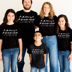 Cousins Family Reunion Family Shirts I'll Be there for you T-shirts Fun Family T-shirts Matching Shirts for Christmas This FAMILY REUNION shirt is the perfect gift for your loved one or for yourself! Perfect for family Parties at christmas Thanksgiving or any special family occassion Design is printed on your custom shirt via DTG method. NO Vinyl Check out our shops here for meaningful gifts for any special occasion. https://www.etsy.com/shop/VCApparelCreations https://vcgiftstores.com SHIRT SIZING ✨ All our shirts are UNISEX T-shirts and made with the highest quality materials and are super soft and cozy!   Unisex shirts generally run slightly larger than women's shirts and slightly smaller than typical men's shirts. Very close to True to size. If you're looking for a more fitted look, we Family Reunion Tshirt Design Ideas, Relaxed Fit Short Sleeve Tops For Family Gatherings, Pre-shrunk Relaxed Fit Top For Family Reunion, Graphic Tee Crew Neck Tops For Family Gatherings, Graphic Tee With Crew Neck For Family Gatherings, Graphic Tee For Family Reunion Relaxed Fit, Black Short Sleeve Top For Family Gatherings, Cotton Graphic Tee For Family Reunion, Black Tops With Graphic Print For Family Reunion