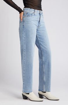 This take on '90s dad jeans is cut from light-wash nonstretch denim in a baggy straight-leg fit with extra room for a modern edge. 17" leg opening; 11" front rise; 15 1/2" back rise (size 29x30) 100% cotton Dry clean or machine wash, tumble dry Imported Trendy Levi's Light Wash Jeans, Levi's Light Wash Straight Leg Bottoms, Levi's Light Wash Relaxed Fit Jeans, Levi's Light Wash Rigid Denim Jeans, Modern Relaxed Fit Light Wash Jeans, Light Wash Mom Fit Rigid Denim Jeans, Light Wash Mom Fit Jeans In Rigid Denim, Light Wash Mom Jeans In Rigid Denim, Levi's Spring Jeans