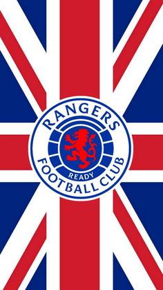 rangers football club flag with the union jack on it's front and bottom corner