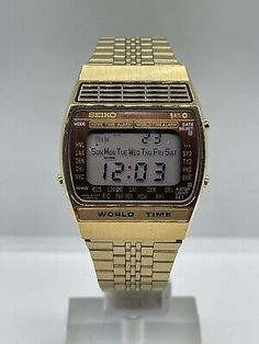 Seiko A239-5020 Vintage Digital Quartz Wrist Watch Japan World Time Alarm Rare | eBay Classic Digital Watch With Subdials And Rectangular Dial, Classic Digital Watch With Chronometer And Round Dial, Classic Digital Watch With Rectangular Dial And Date Display, Formal Digital Watch With Rectangular Analog Display, Classic Chronograph Digital Watch For Formal Occasions, Classic Digital Watch With Chronometer, Classic Gold Chronograph Digital Watch, Time Alarm, The Map