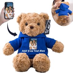 PRICES MAY VARY. 【Personalized Gifts Teddy Bear】 Our Teddy Bear's editable quality allows you to add anything on its T-shirt/ Short sleeve/ Hoodie, a name, a school logo, or your favorite photo. With bright eyes, a sweet embroidered nose and removable clothes, the lifelike teddy bear plush can offer great comfort and companionship, which is unique personalized gifts for friends/ family/ Graduates. Click "Customize Now" and upload your customized information, A personalized gift for him/ her will Personalised Teddy Bears, Personalised Gifts For Friends, Stuffed Bear, Gifts For Girlfriend, Bear Valentines, Teddy Bear Stuffed Animal, School Logo, Valentines Day Birthday, Unique Personalized Gift