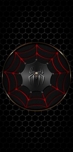 a black and red background with a spider web design on it's center piece