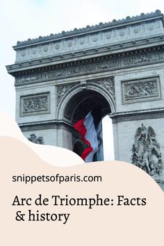 the arc de triumph in paris, france with text overlaying it and an image of